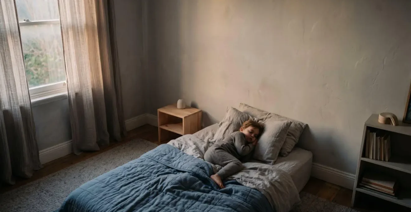 Peaceful child sleeping soundly in a calm bedroom environment