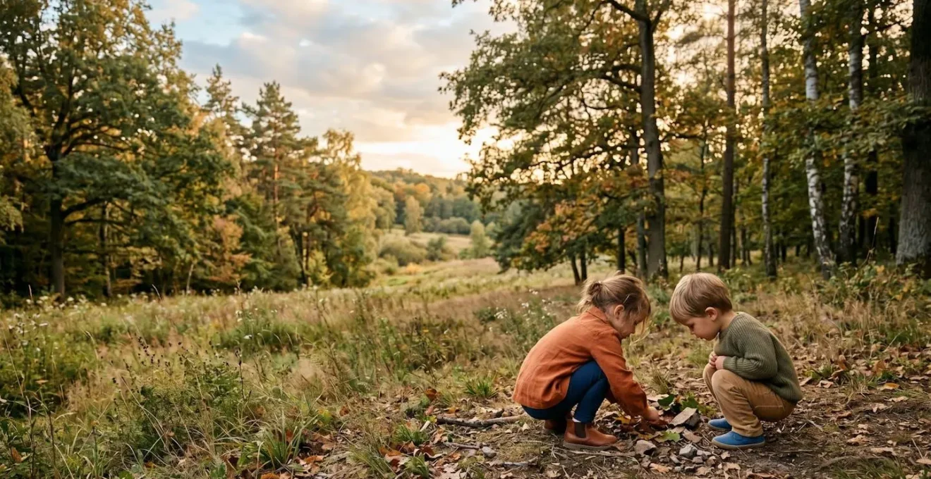 Young children investigating natural environment during unstructured outdoor play