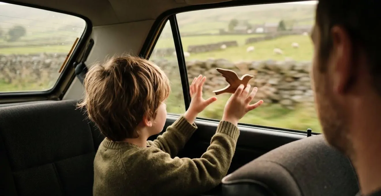 Family creating memories through imaginative storytelling during a UK road trip
