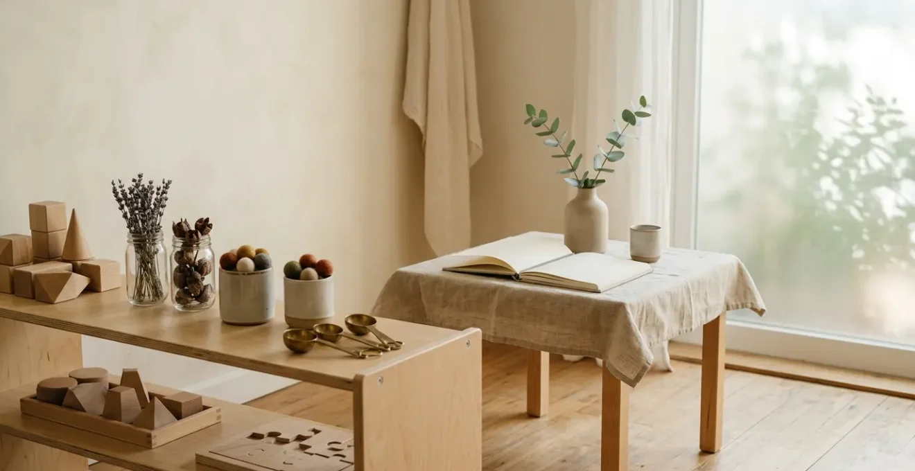 Thoughtfully designed early learning environment showcasing educational materials and natural elements